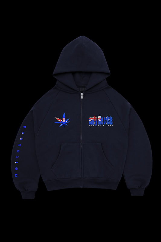 NAVY TOUR ZIP-UP HOODIE